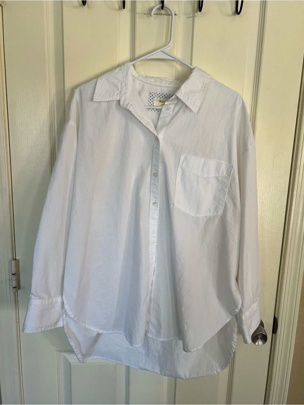 Maeve Anthropologie White Oversized Button Down Shirt 100% Cotton Large
